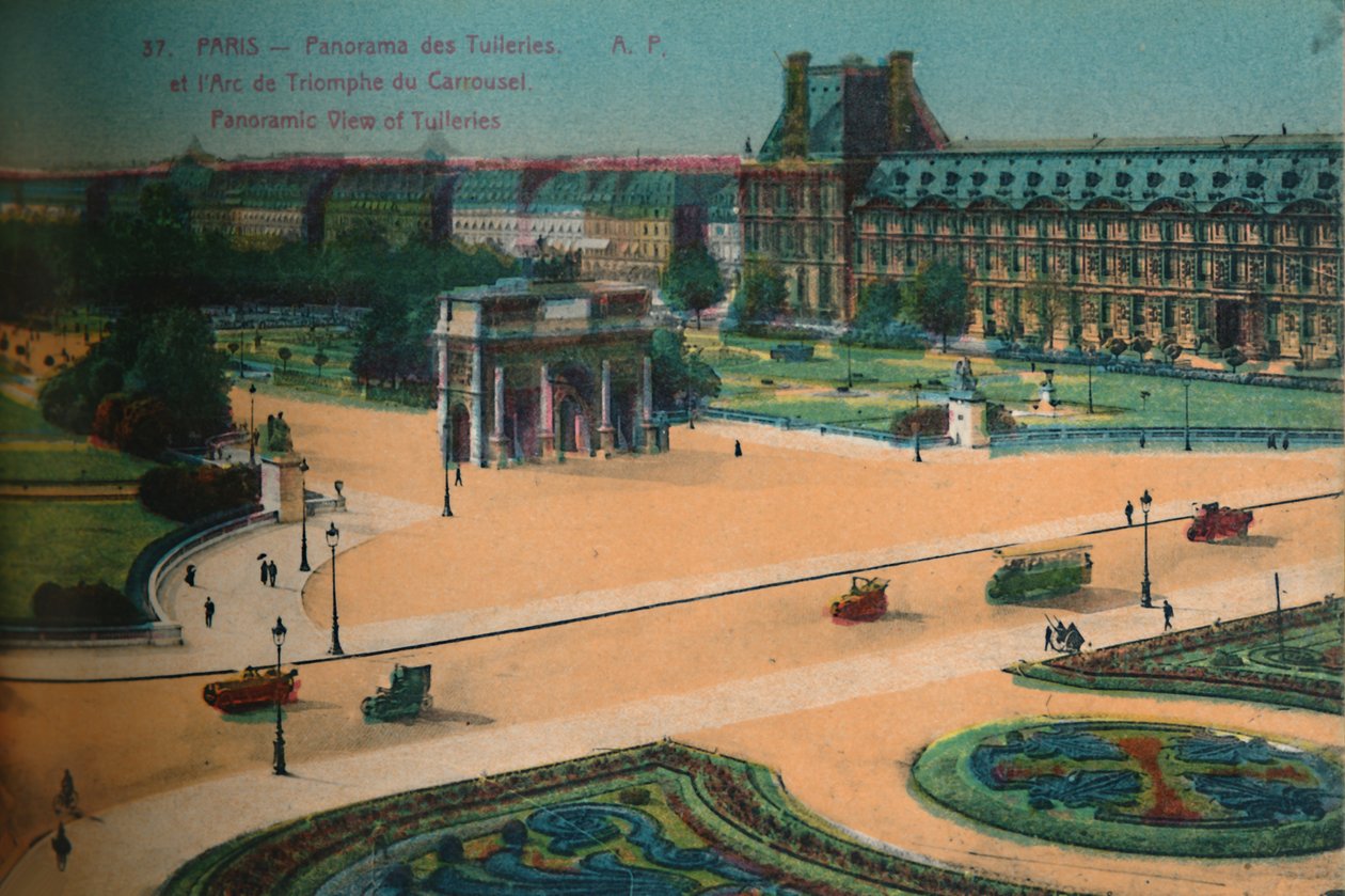 منظر بانورامي لل Tuileries و Arc de Triomphe du Carrousel ، باريس ، c1920 بواسطة غير معروف