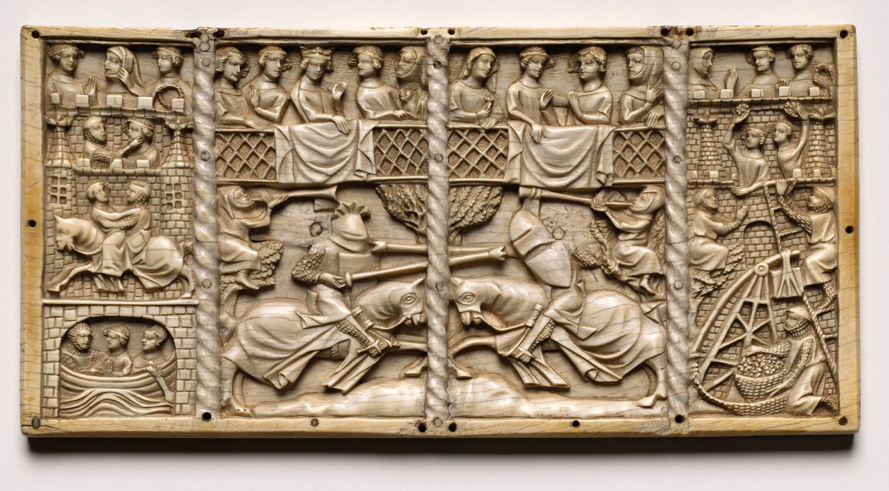 لوحة من النعش مع مشاهد من Courtly Romances ، c. 1330-1350 أو أحدث. بواسطة غير معروف