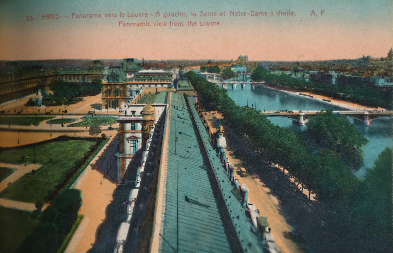 منظر بانورامي نحو متحف اللوفر ، باريس ، عام 1920 بواسطة غير معروف