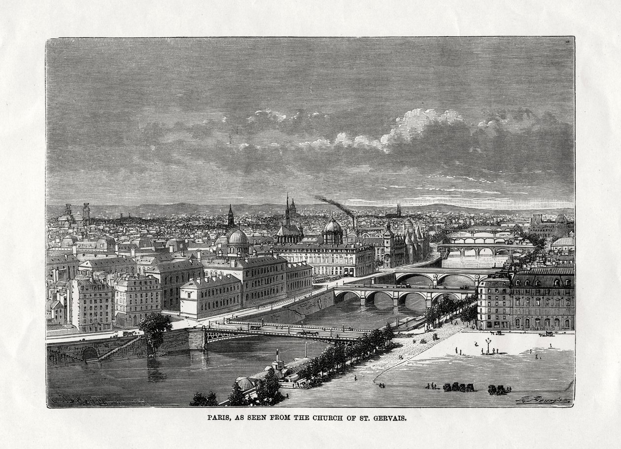 باريس ، كما رأينا من كنيسة سانت جيرفايس ، فرنسا ، 1879 بواسطة غير معروف
