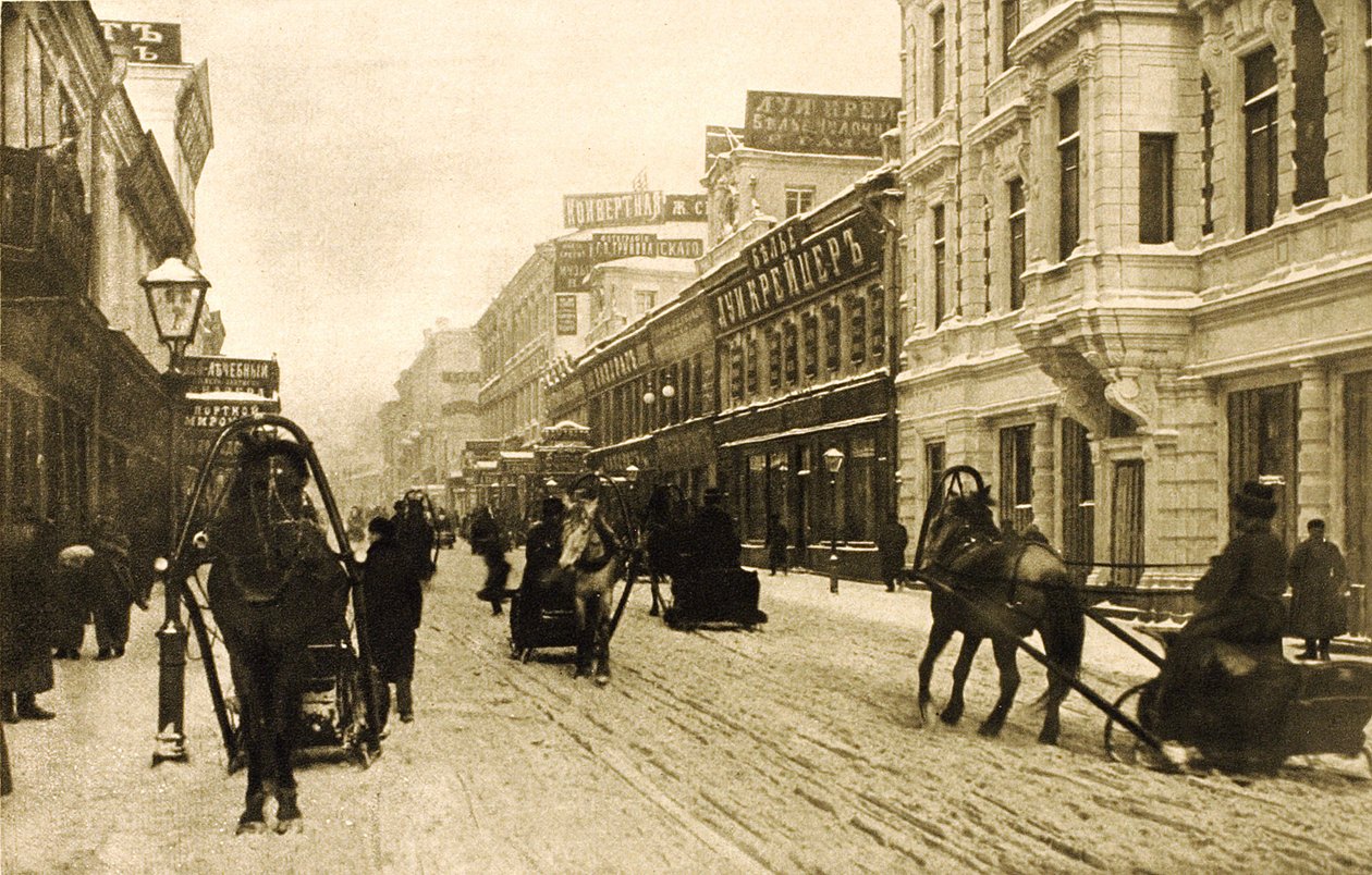 شارع بتروفكا في فصل الشتاء ، موسكو ، روسيا ، 1912 بواسطة غير معروف