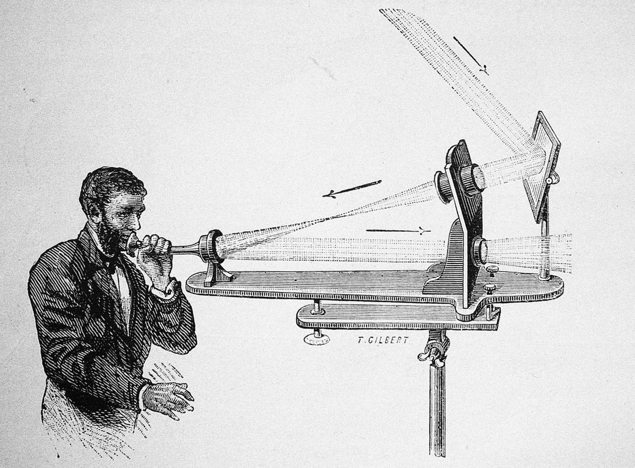 Photophone بواسطة ألكسندر جراهام بيل ، 1882 بواسطة غير معروف