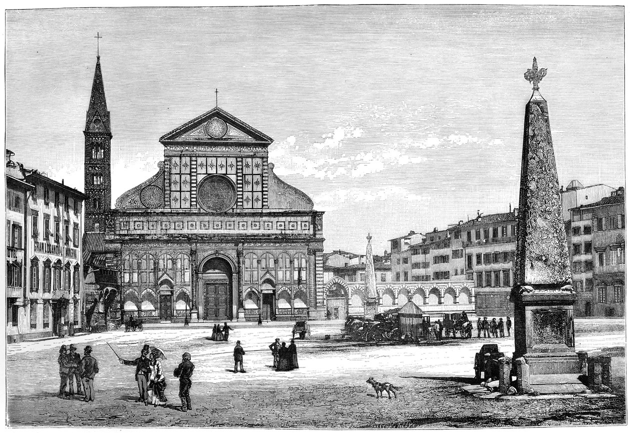 ساحة وكنيسة سانتا ماريا نوفيلا ، فلورنسا ، إيطاليا ، 1882 بواسطة غير معروف