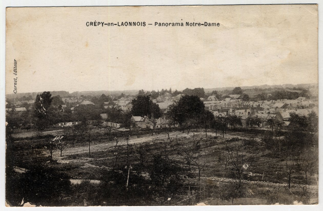Picardy ، Aisne (02) ، Crepy in Laonnois (Crepy-en-Laonnois): بانوراما نوتردام - بطاقة بريدية أواخر القرن التاسع عشر وبداية القرن العشرين بواسطة غير معروف