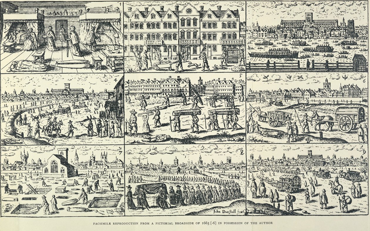 تصوير مصور للطاعون العظيم ، 1665 بواسطة غير معروف
