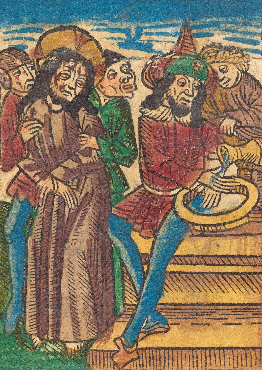 بيلاطس يغسل يديه ، ج. 1490. بواسطة غير معروف