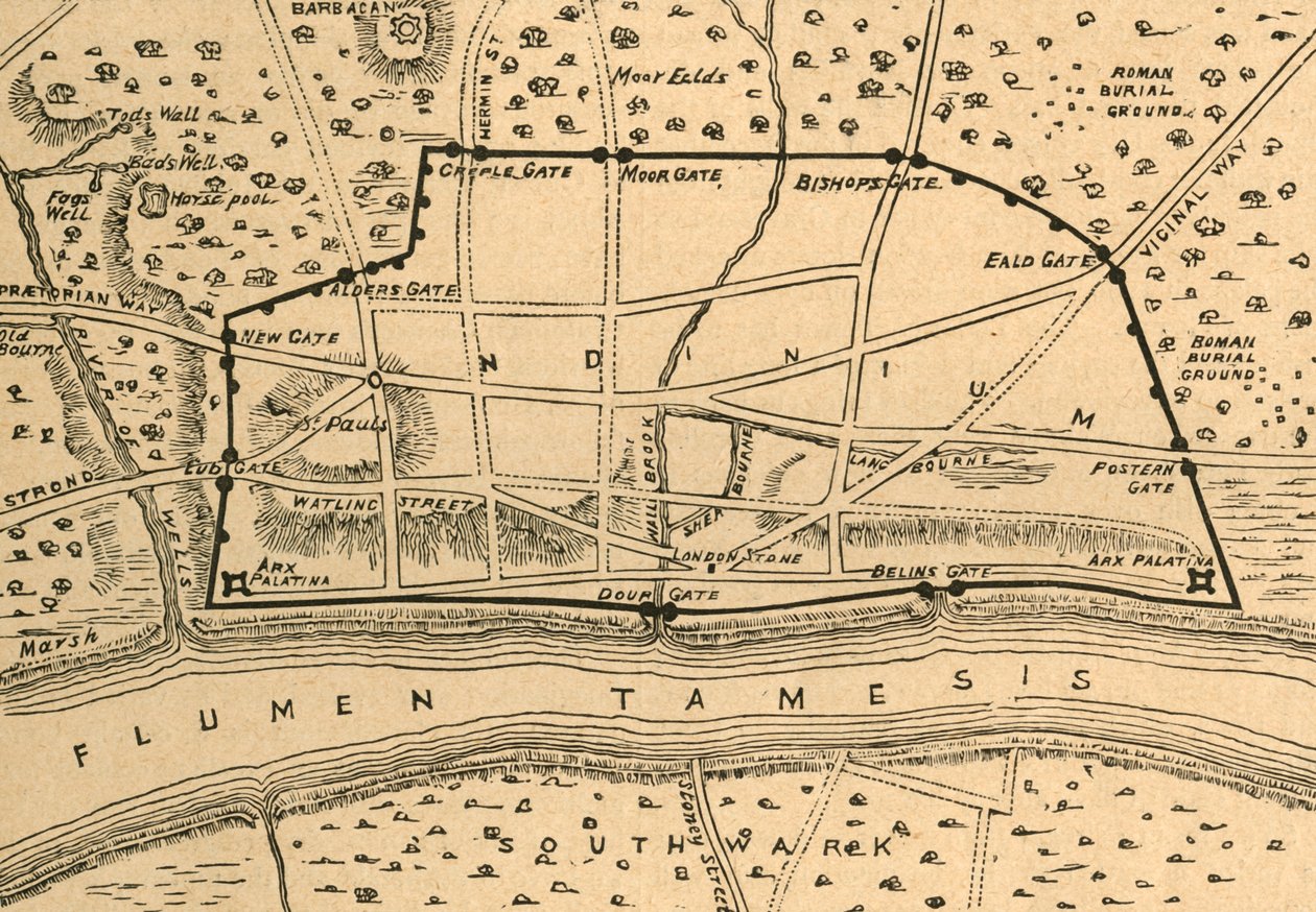 خطة لندن الرومانية ، 1897. بواسطة غير معروف