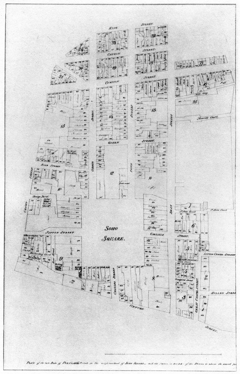 مخطط ملكية دوق بورتلاندز ، سوهو سكوير ، لندن ، 1907 بواسطة غير معروف