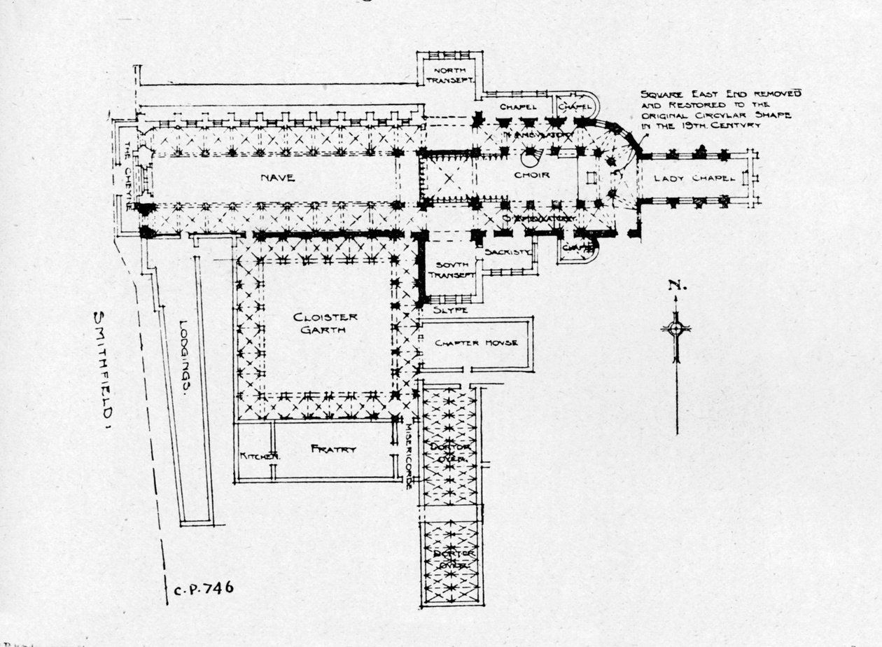 مخطط كنيسة Priory of St Bartholomew-the-Great ، لندن ، 1906 بواسطة غير معروف