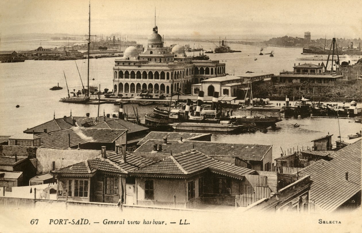 بورسعيد. - منظر عام للميناء. - ليرة لبنانية ، c1918-c1939. بواسطة غير معروف