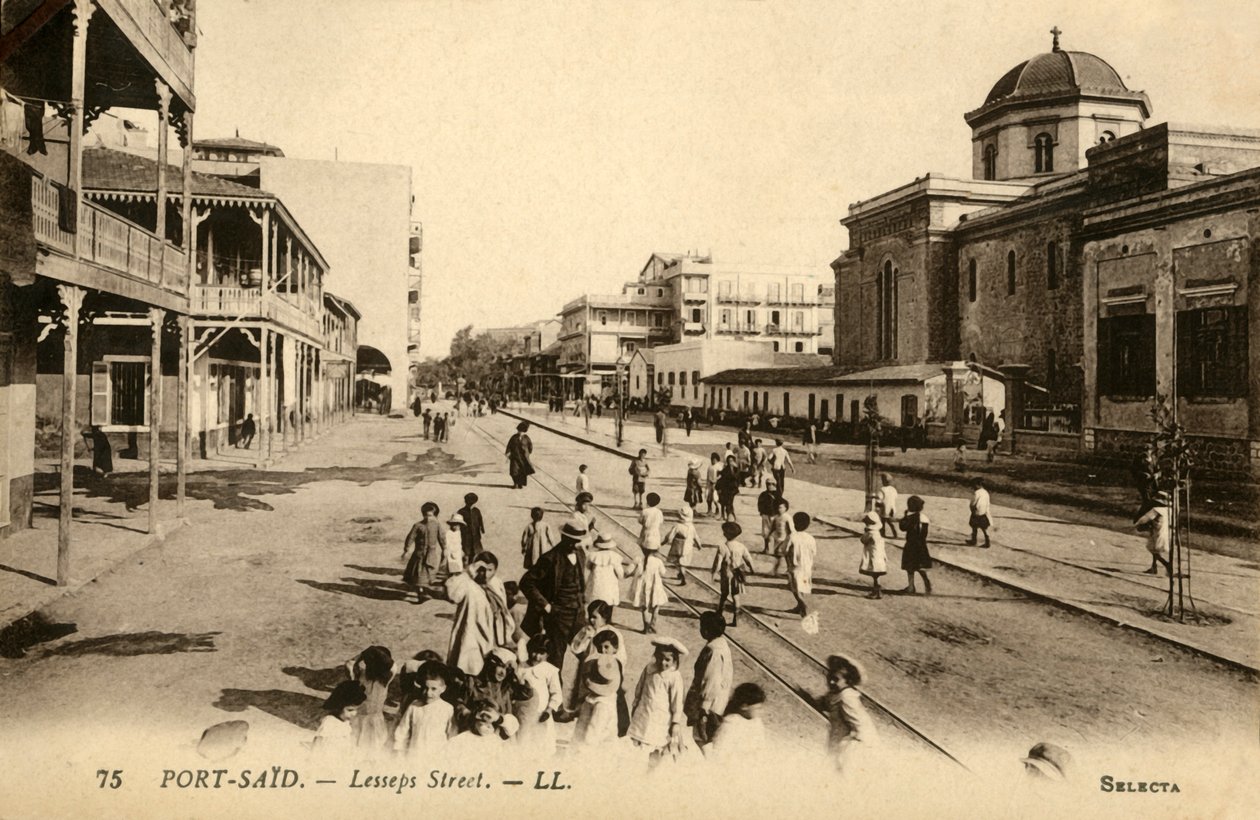 بورسعيد. - شارع ليسبس. - ليرة لبنانية ، c1918-c1939. بواسطة غير معروف