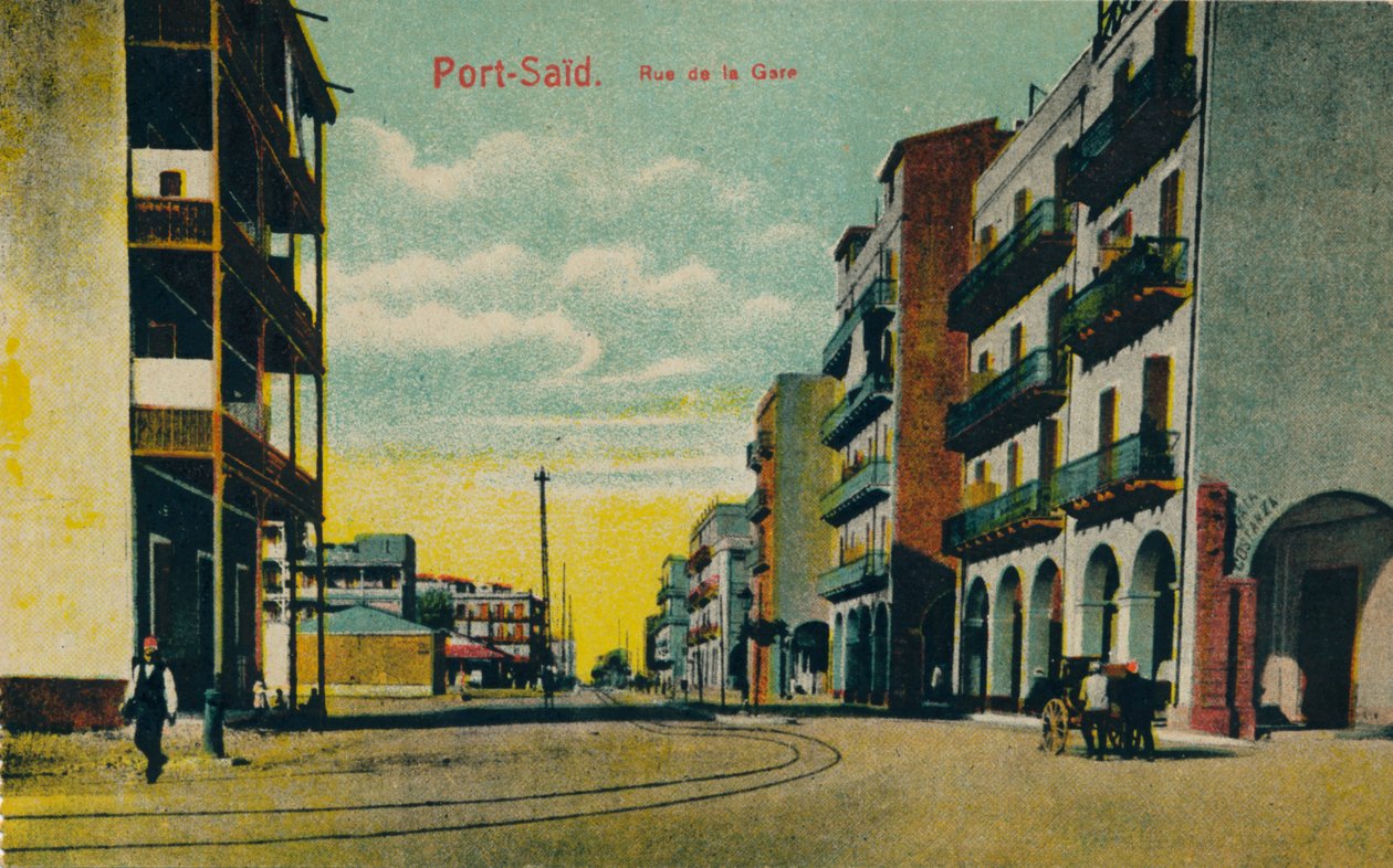 بورسعيد. Rue de la Gare ، c1900 بواسطة غير معروف