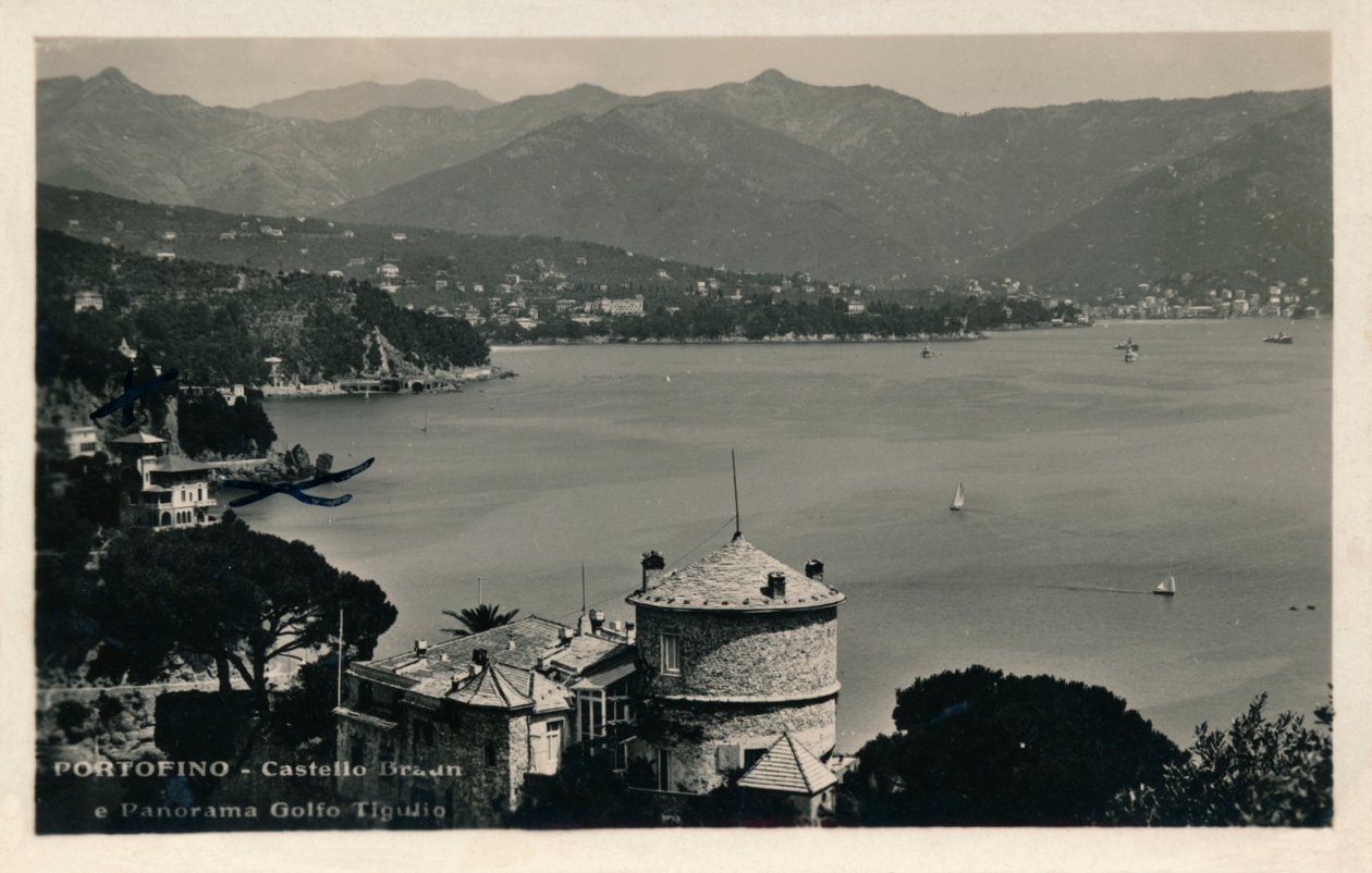 بورتوفينو - Castello Braun e Panorama Golfo Tigulio ، c1900. بواسطة غير معروف