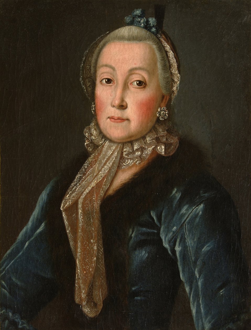 صورة للكونتيسة آنا دانيلوفنا تروبيتسكايا 1710-1780 ، née Drutskaya-Sokolinskaya ، النصف الثاني من القرن الثامن عشر. بواسطة غير معروف