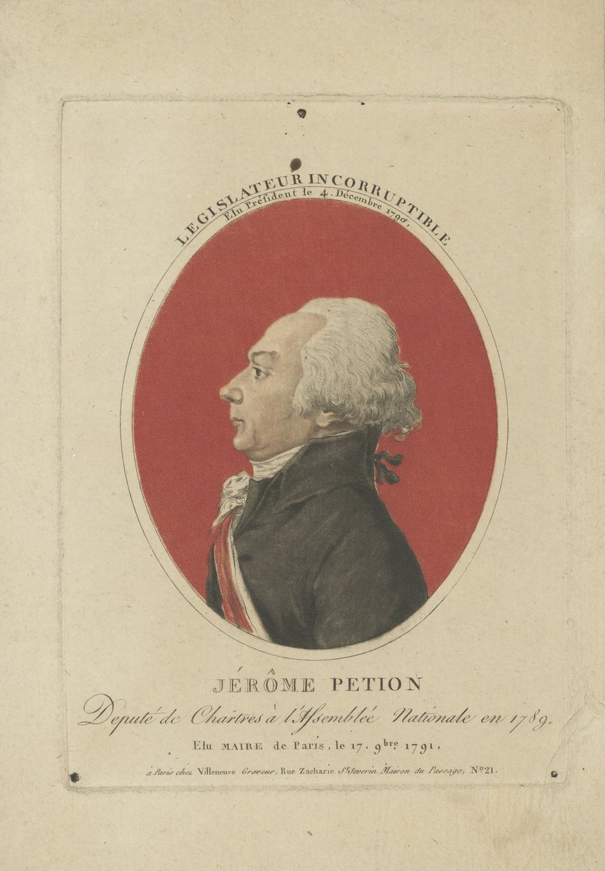 صورة ل Jérôme Pétion de Villeneuve 1756-1794 ، ج. 1800. بواسطة غير معروف