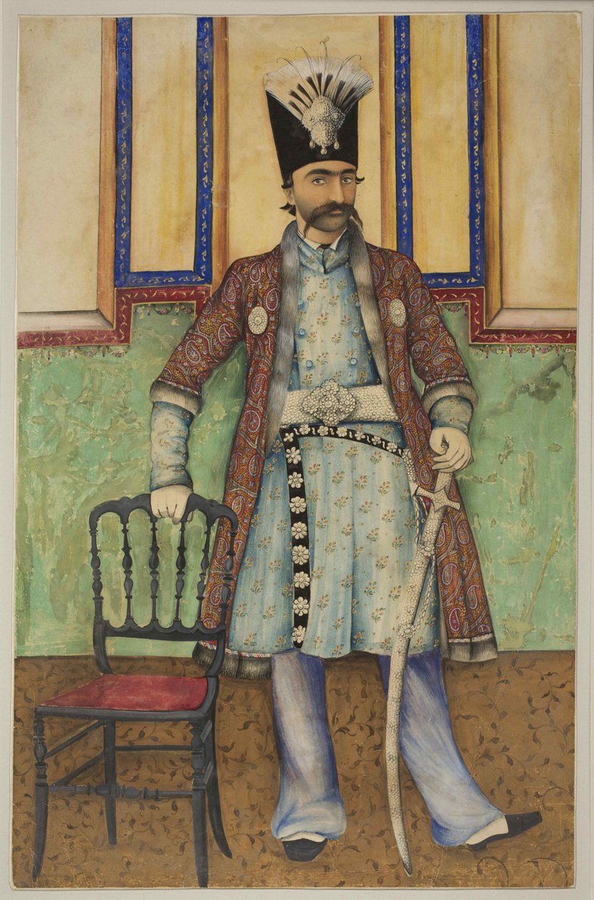 صورة ناصر الدين شاه قاجار ١٨٣١-١٨٩٦ ، شاهنشاه فارس ، حوالي ١٨٥٥. بواسطة غير معروف