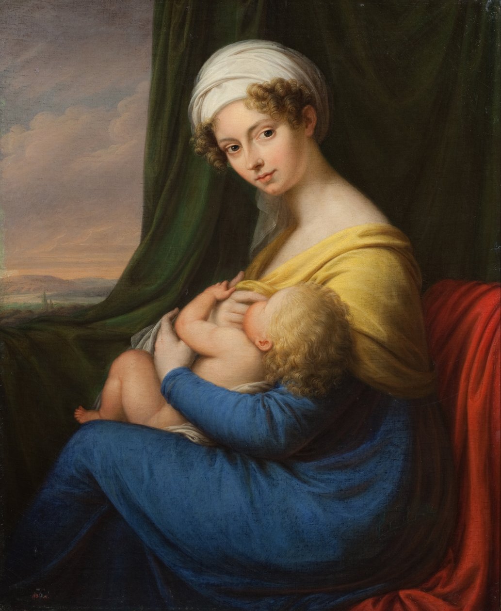 صورة للأميرة ماريا فيودوروفنا باراتينسكايا ، ني كيلر 1792-1858 مع ابن ، 1820s. بواسطة غير معروف