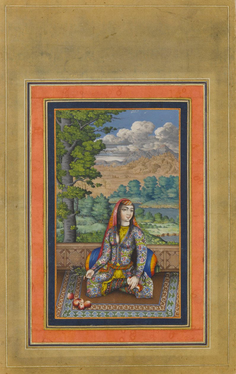 صورة لسيدة فارسية ، فوليو من ألبوم ديفيس ، كاليفورنيا. 1736 - 37. بواسطة غير معروف