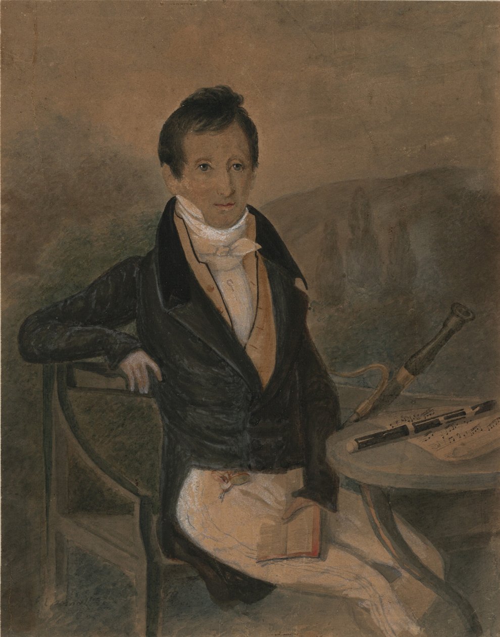 صورة عازف الناي جان لوي تولو 1786-1865 ، ج. 1840 بواسطة غير معروف