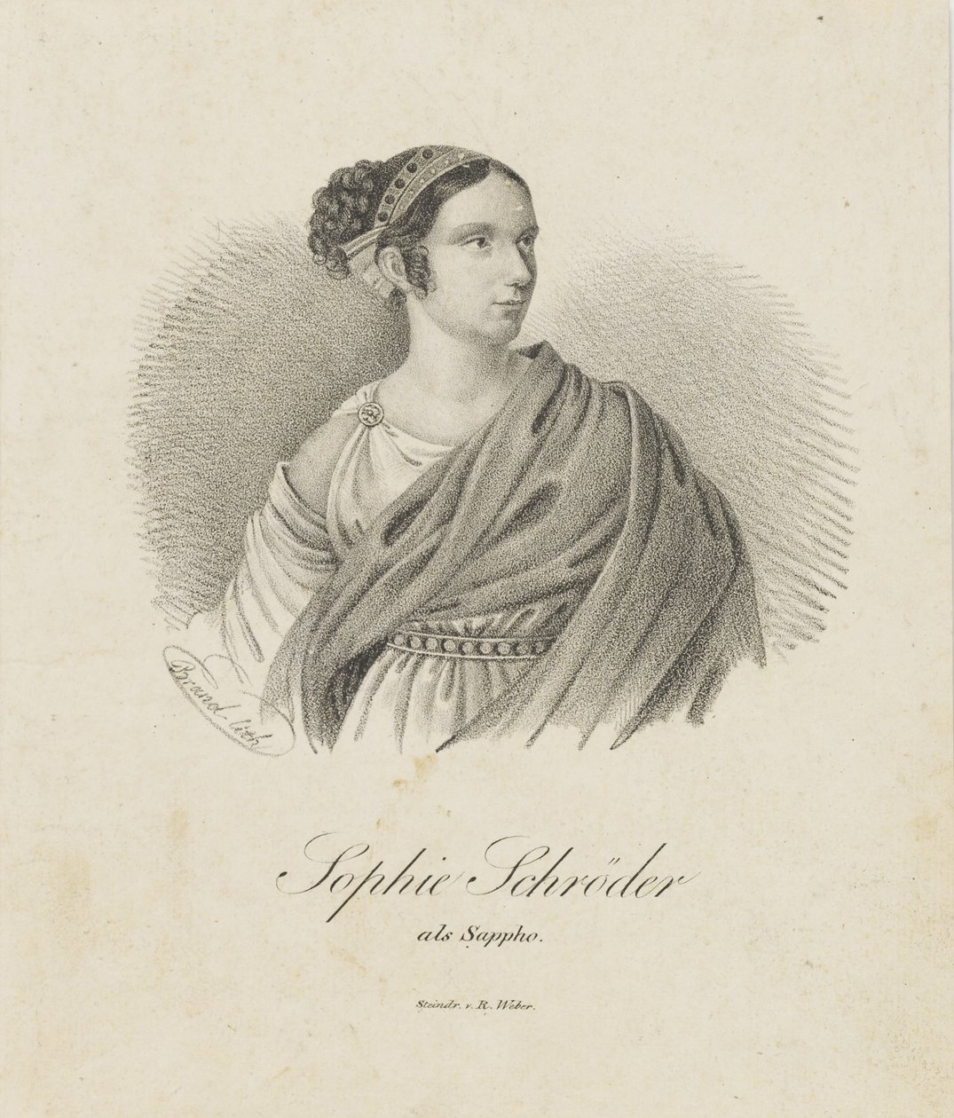 صورة المغنية والممثلة صوفي شرودر 1781-1868 باسم سافو ، 1833. بواسطة غير معروف