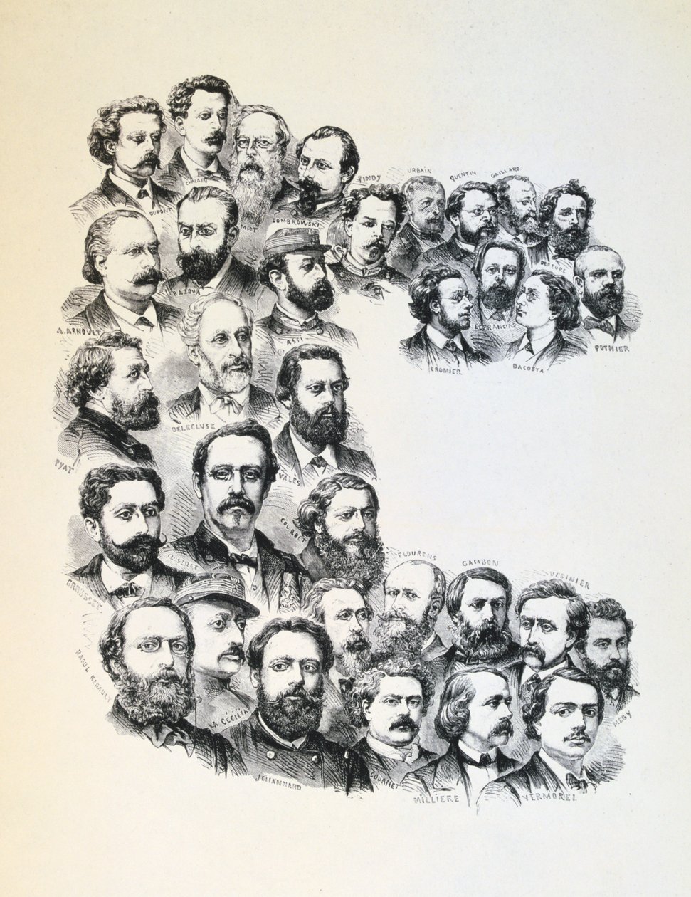 ملصق مع صور الكوميون ، كومونة باريس ، 1871. بواسطة غير معروف