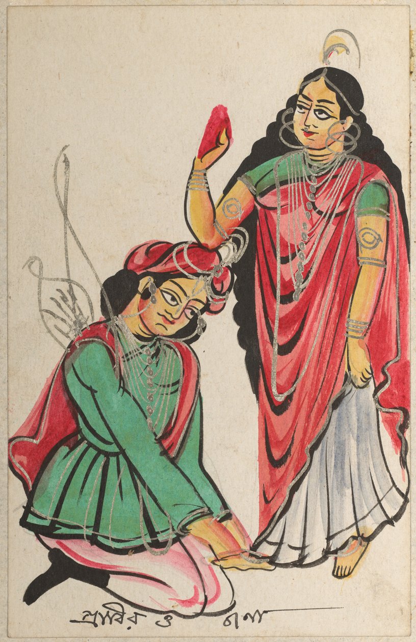 راكع Pravira عند أقدام جانا ، 1800s. بواسطة غير معروف
