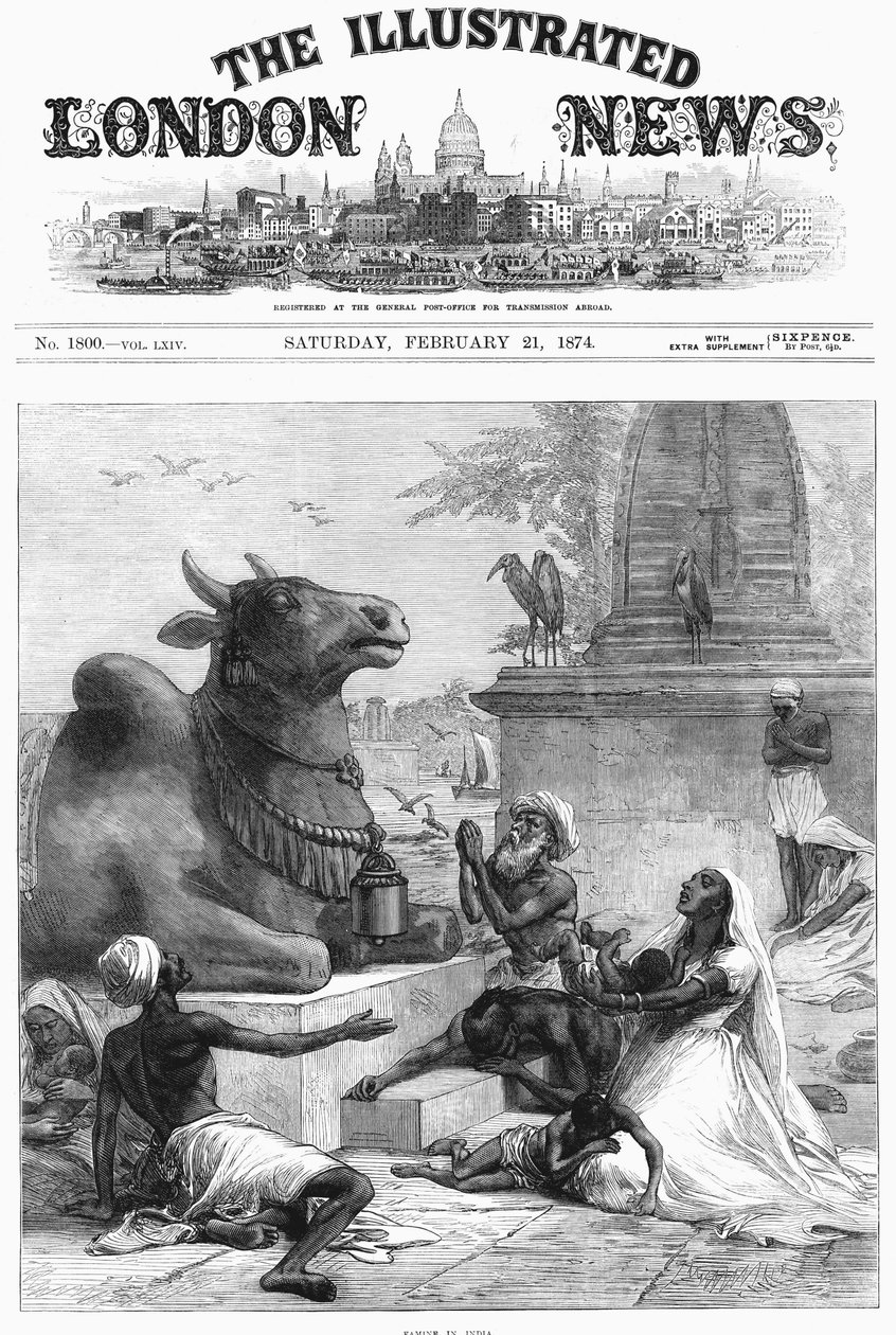الصلاة على ناندي للإغاثة من المجاعة ، البنغال ، الهند ، 1874 بواسطة غير معروف