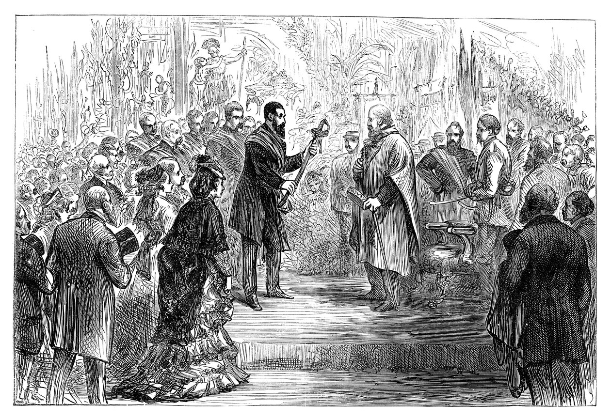 تقديم سيف لجوسيبي غاريبالدي في كريستال بالاس ، 1864 أواخر القرن التاسع عشر بواسطة غير معروف