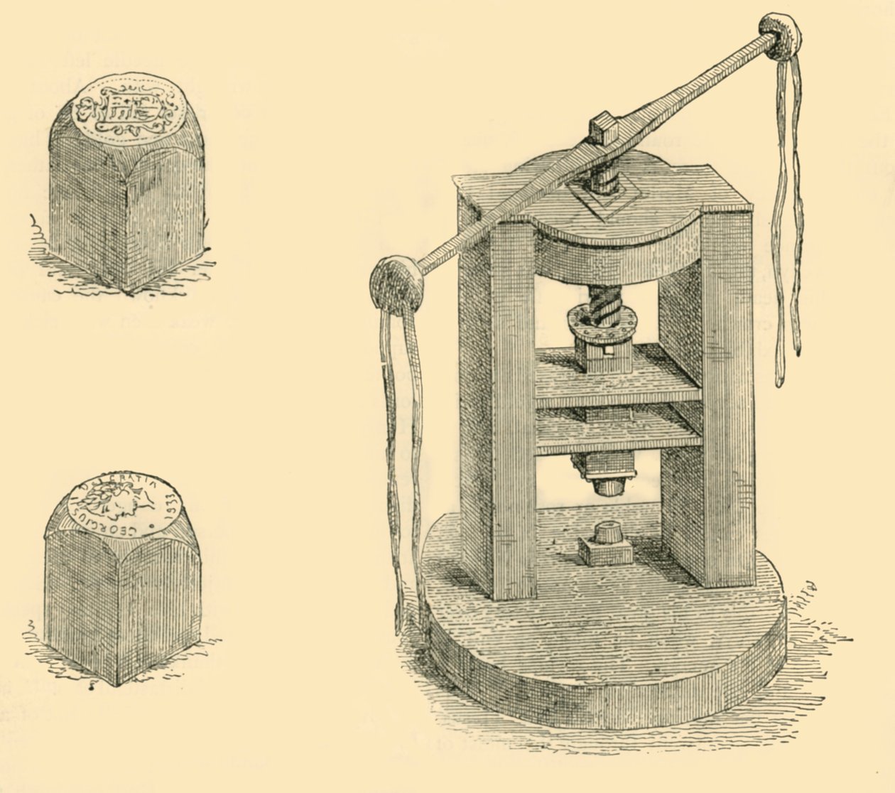 الصحافة ويموت المستخدمة سابقا في النعناع ، c1872. بواسطة غير معروف