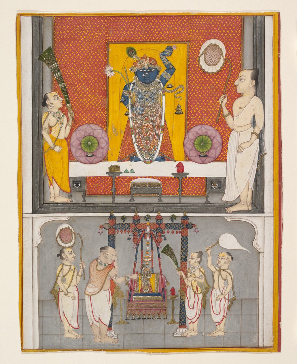 الكهنة قبل Shri Nathji ، كاليفورنيا. 1820. بواسطة غير معروف
