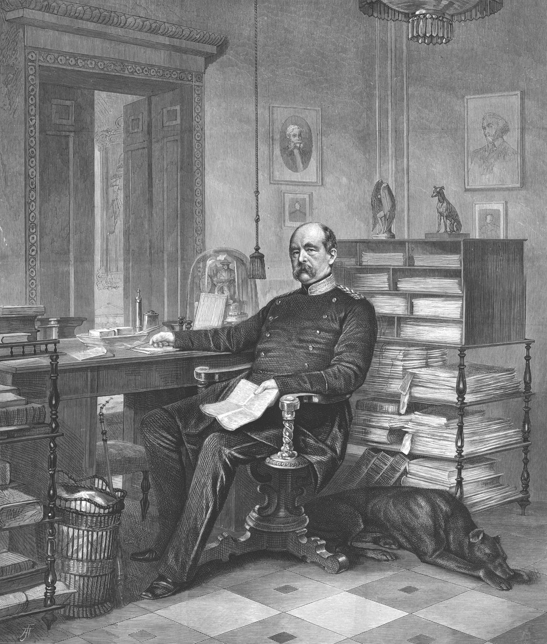 الأمير بسمارك في دراسته ، 1875 بواسطة غير معروف
