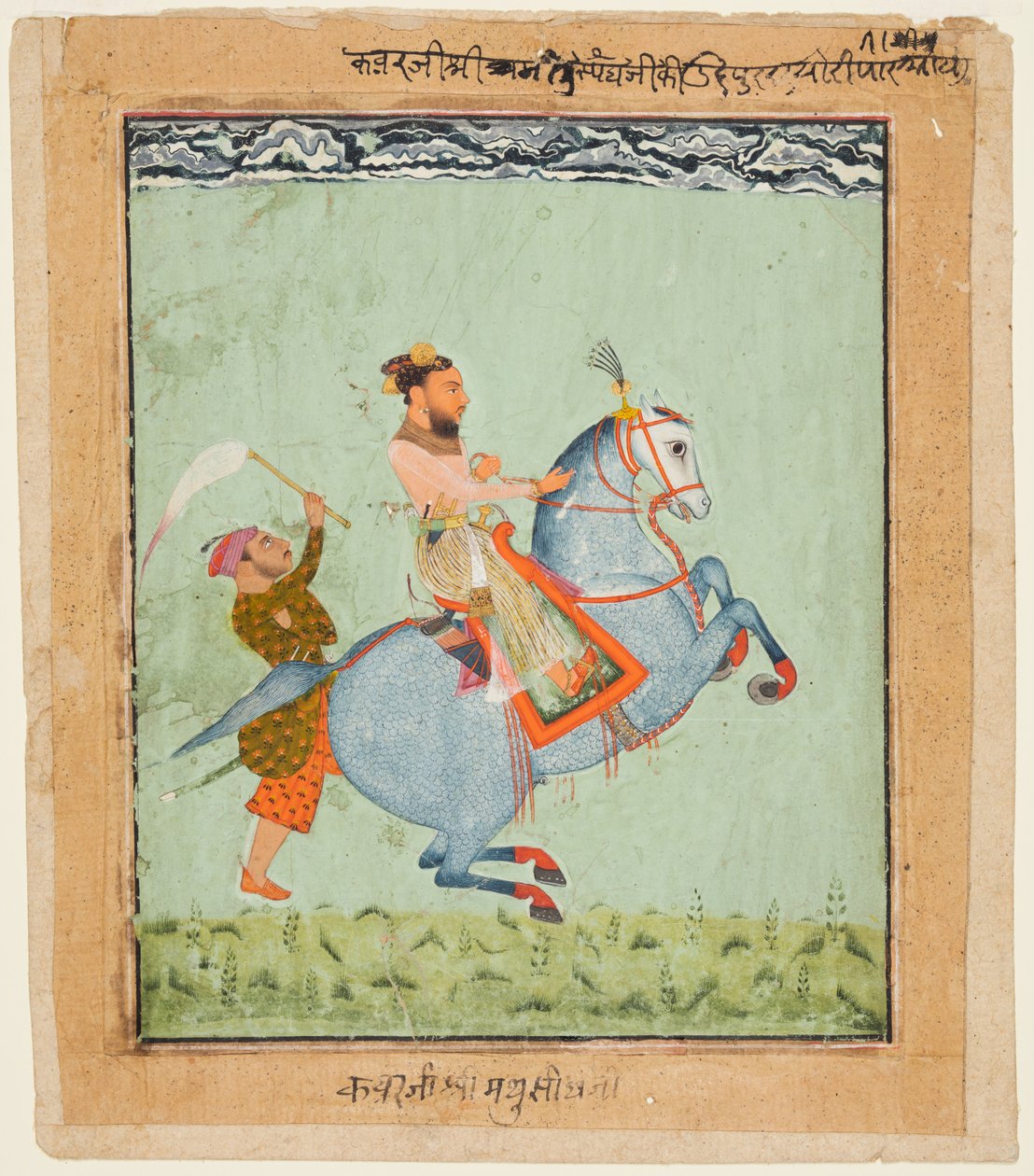 الأمير Mathu سينغ على حصان أزرق ، ج. 1720. بواسطة غير معروف