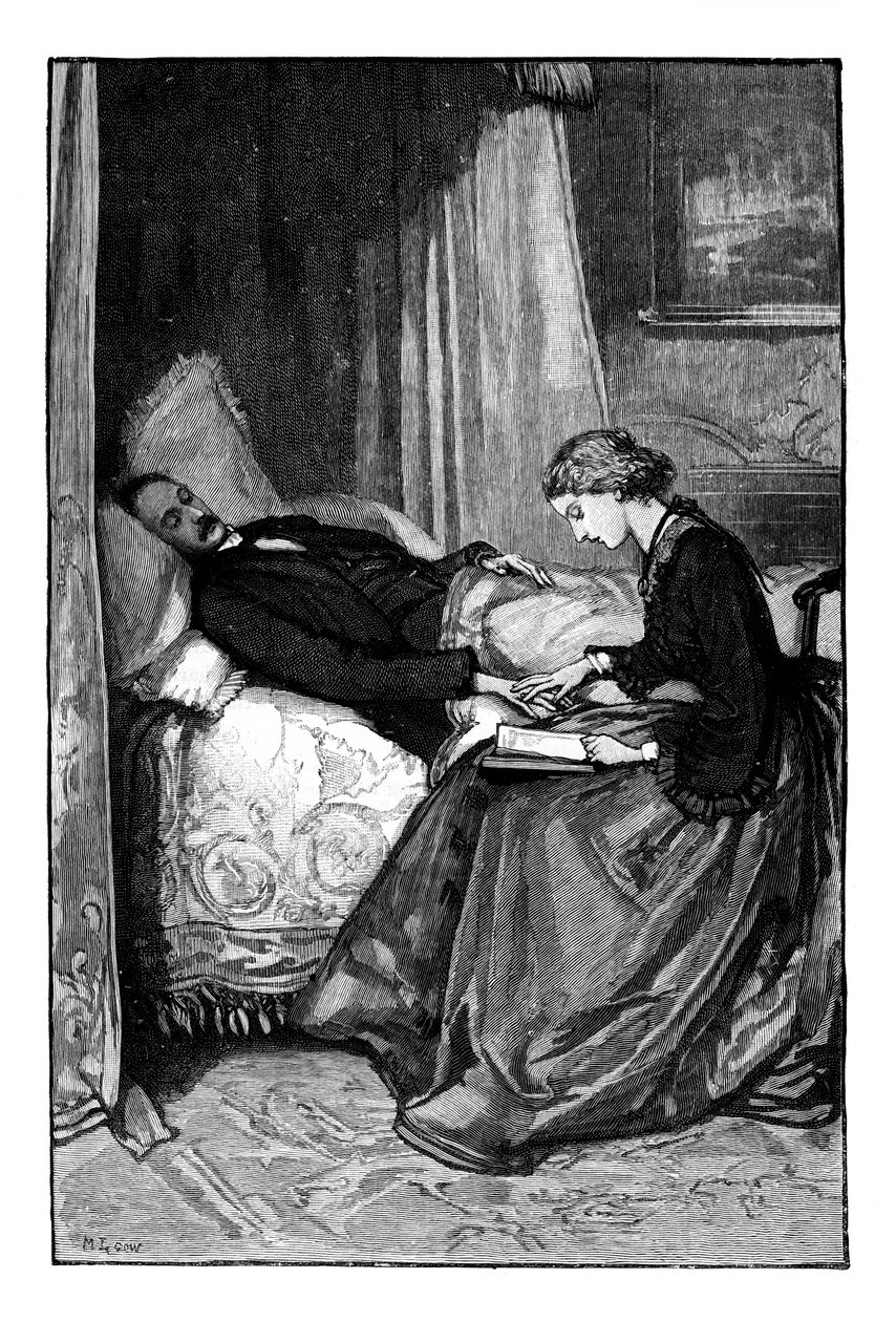 الأميرة أليس تقرأ لوالدها الأمير ألبرت c1850s بواسطة غير معروف