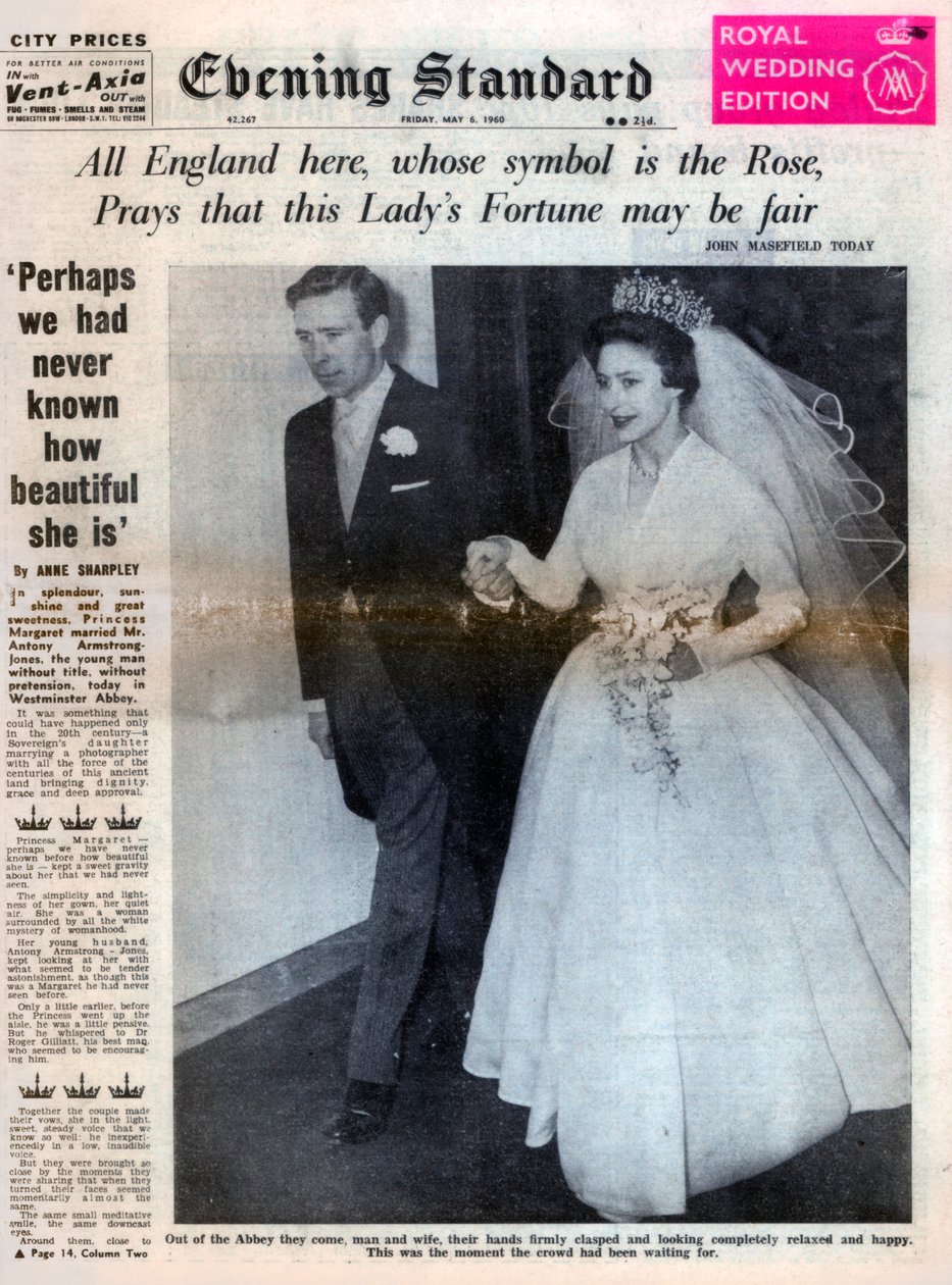 الأميرة مارغريت تتزوج من أنتوني أرمسترونج جونز ، 6 مايو 1960 بواسطة غير معروف