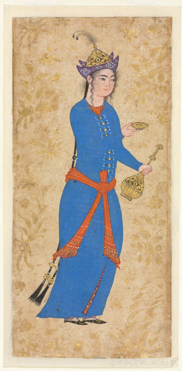 الأميرة مع زجاجة النبيذ وكوب المستقيم ، ج. 1550-1600. بواسطة غير معروف