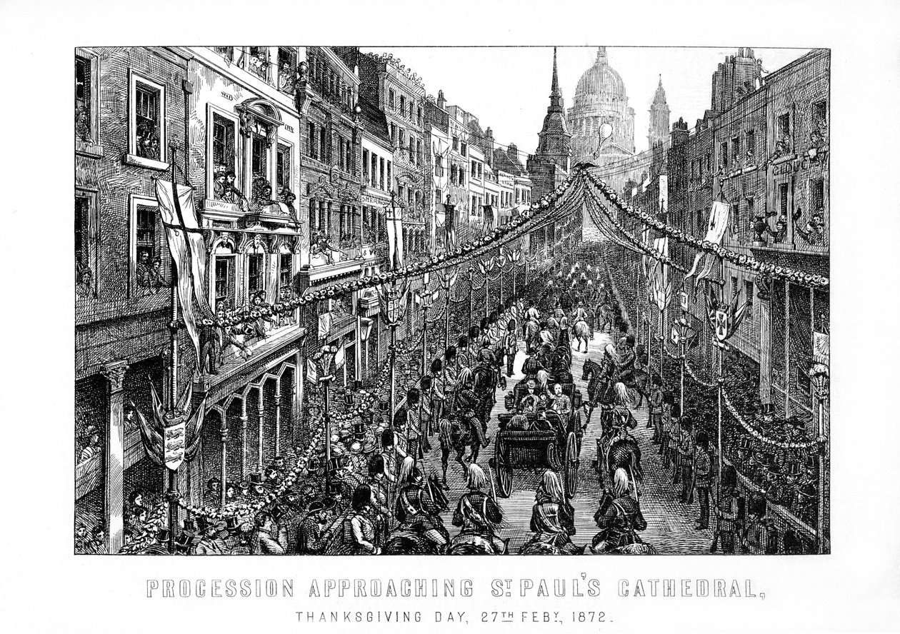 موكب يقترب من كاتدرائية القديس بولس ، عيد الشكر ، 27 فبراير 1872 ، 1899 بواسطة غير معروف