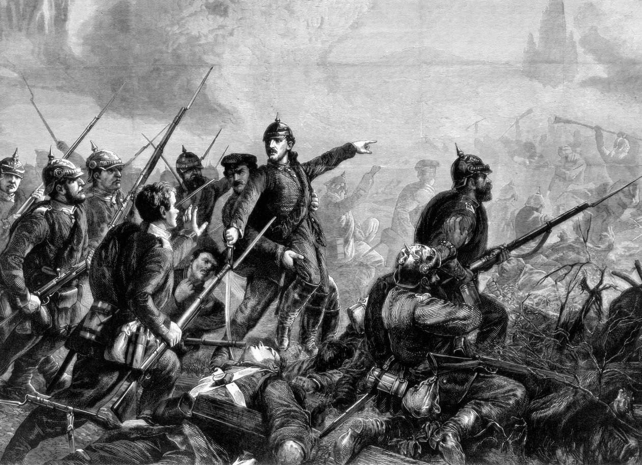 المشاة البروسية في تهمة ، الحرب الفرنسية البروسية ، 1870 بواسطة غير معروف