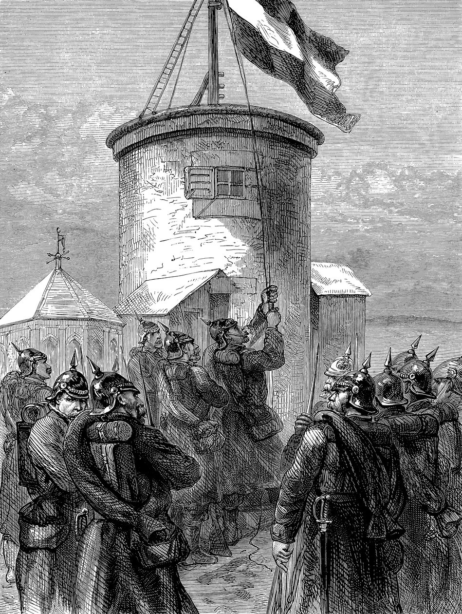 القوات البروسية ترفع علمها في فاليريان ، الحرب الفرنسية البروسية ، 1870-1871 c1880 بواسطة غير معروف