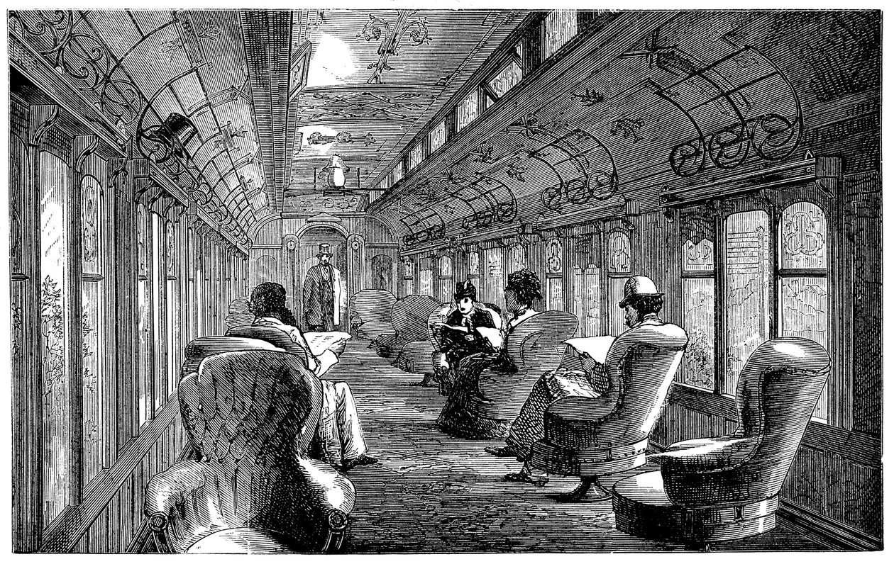 سيارة غرفة رسم بولمان على سكة حديد ميدلاند ، إنجلترا ، 1876 بواسطة غير معروف