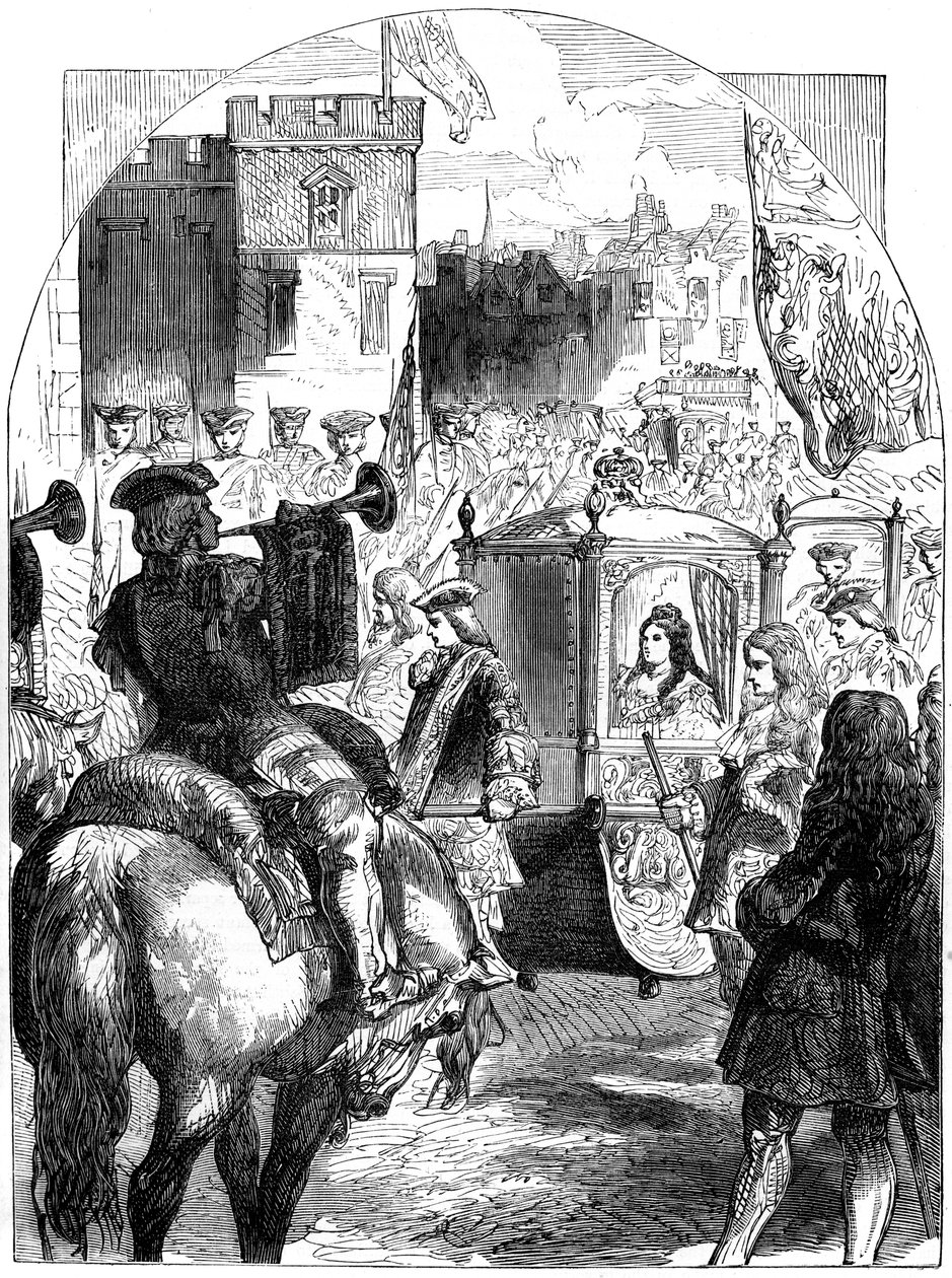 التقدم الأخير للملكة آنيس 1665-1714 إلى مبنى البرلمان ، وستمنستر ، لندن ، القرن التاسع عشر بواسطة غير معروف
