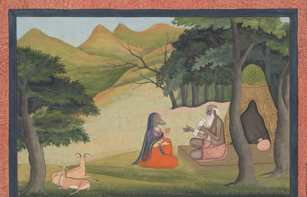 الملكة Choladevi قبل أنجيراس الناسك الحكيم ... من Vrataraja المتفرقة ... ، كاليفورنيا. 1790. بواسطة غير معروف