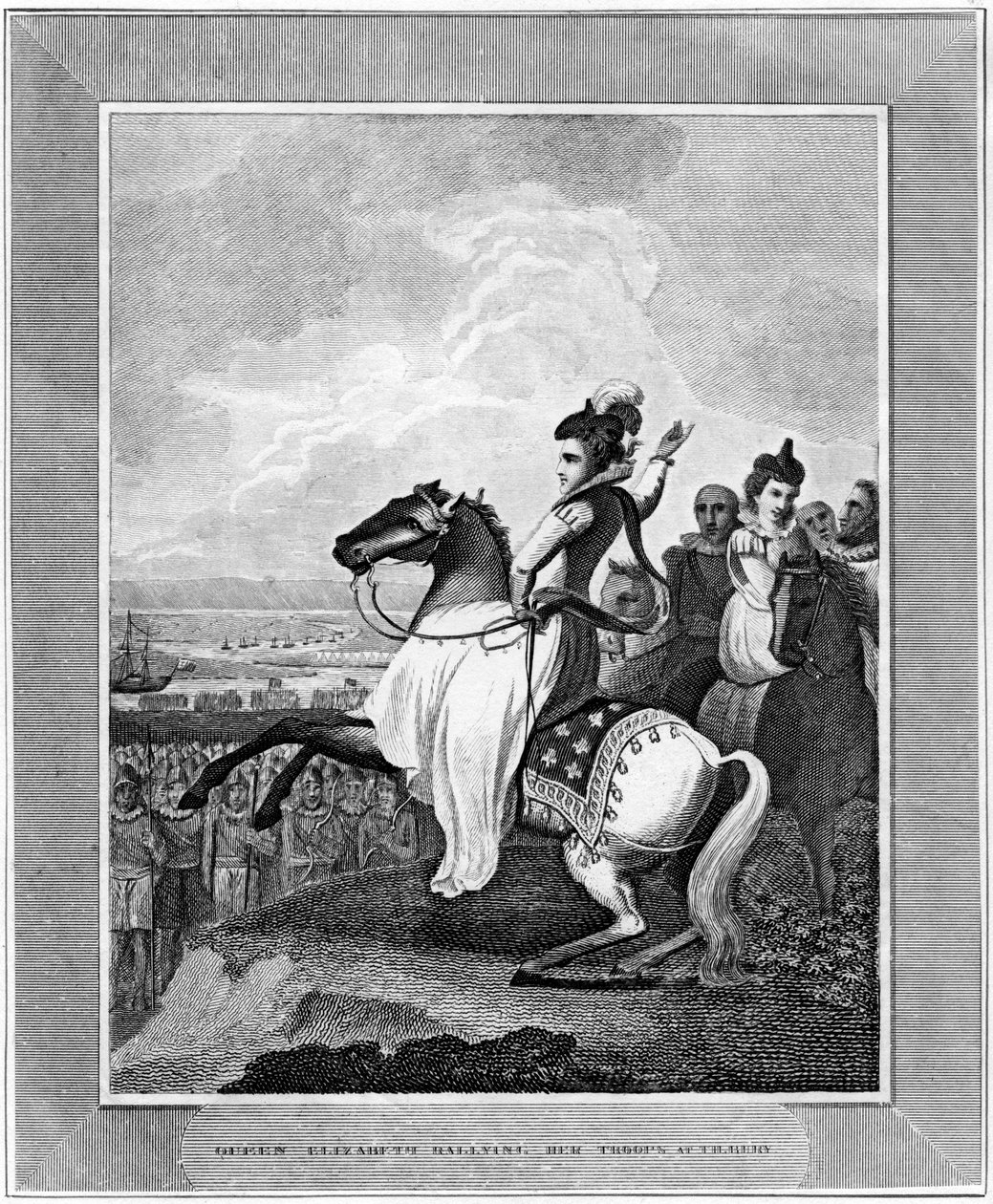 الملكة إليزابيث الأولى حشدت قواتها في تيلبوري ، 1588 ، القرن التاسع عشر بواسطة غير معروف