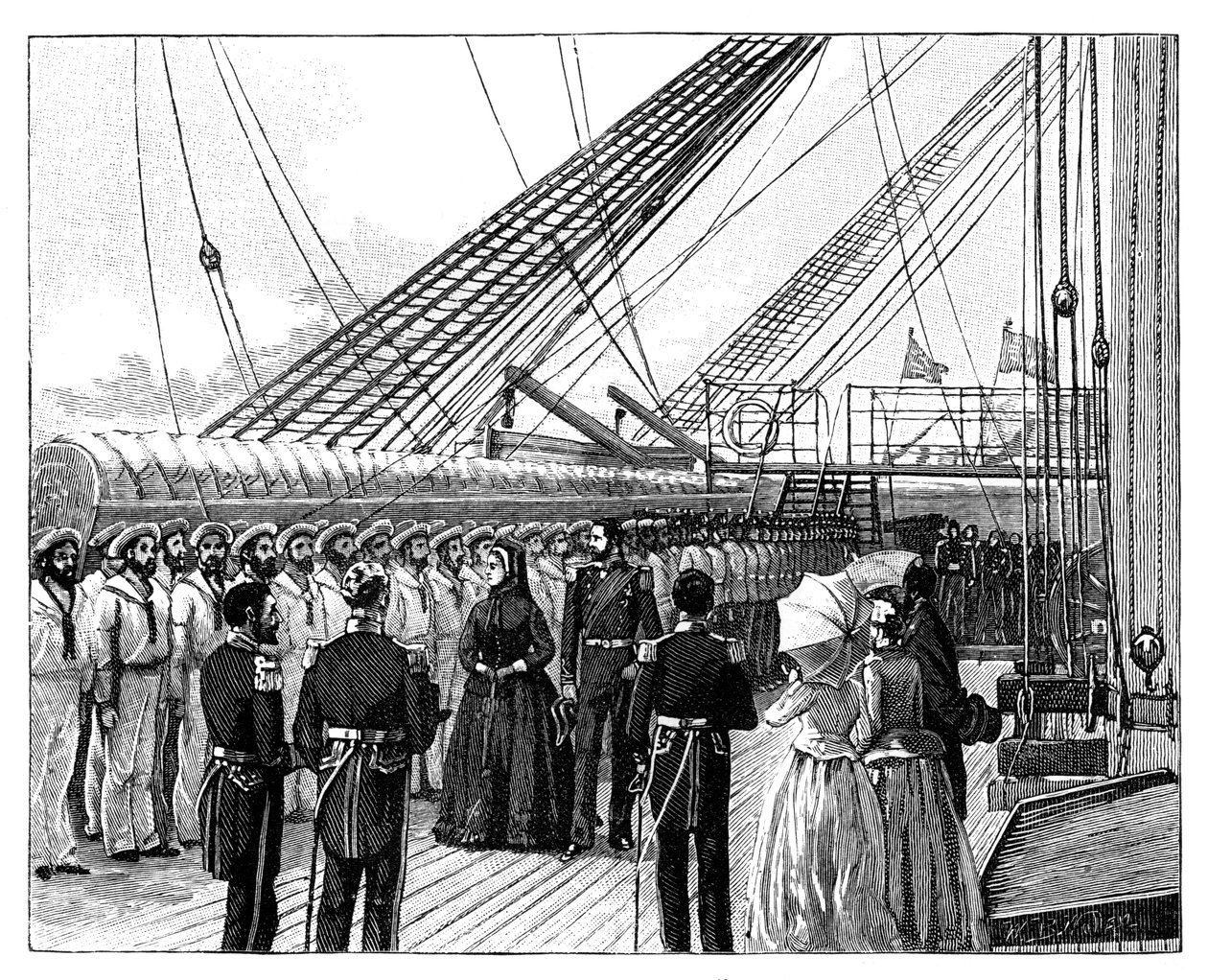 الملكة فيكتوريا تتفقد HMS Galatea ، خليج أوزبورن ، c1860s بواسطة غير معروف