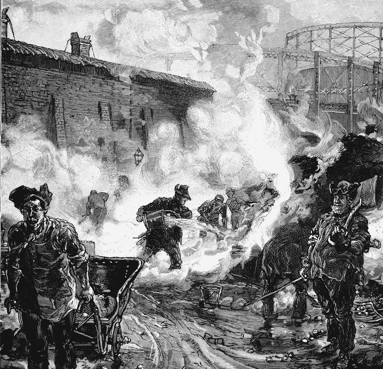 تبريد فحم الكوك ، أعمال شركة جنوب الميتروبوليتان للغاز ، شرق غرينتش ، لندن ، 1891 بواسطة غير معروف