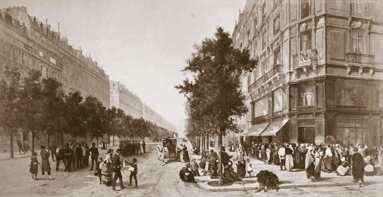 قائمة انتظار خارج متجر بقالة ، حصار باريس ، الحرب الفرنسية البروسية ، 1870-1871 بواسطة غير معروف