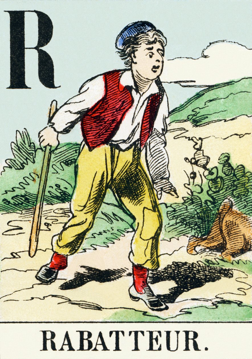 R: Rabatteur - أبجدية الصيد ، حوالي 1890 (نقش) بواسطة غير معروف