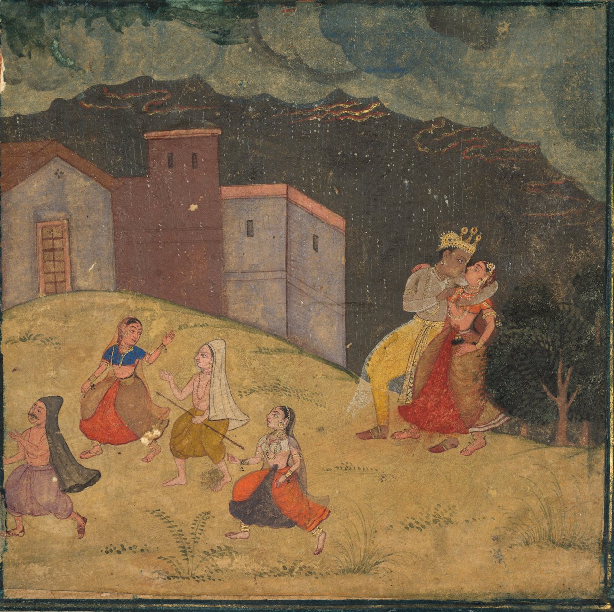 رادها وكريشنا اشتعلت في عاصفة ، 1615-1620. بواسطة غير معروف