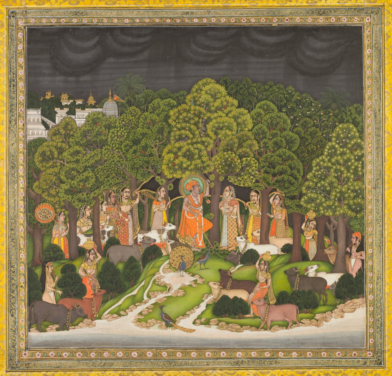 يلتقي رادها وكريشنا في الغابة خلال العاصفة ، ج. 1770. بواسطة غير معروف