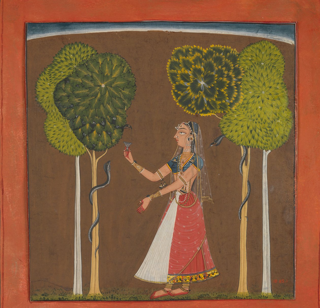 Ragini ، ربما Asavari: Folio من سلسلة Ragamala ، كاليفورنيا. 1700-1710. بواسطة غير معروف