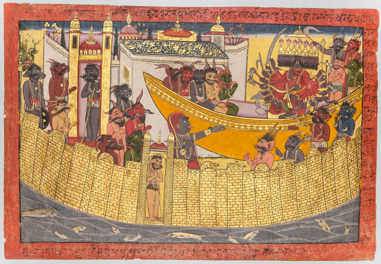 شقيقة رافاناس تشكو من أن أنفها قطعها لاكشمانا مثل الشياطين ... ، 1690-1710. بواسطة غير معروف